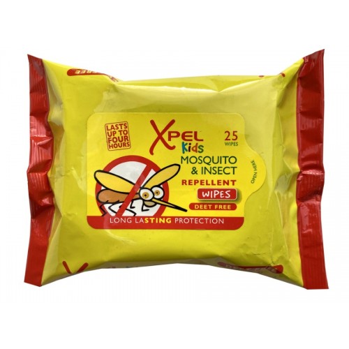 Xpel KIDS Mosquito & Insect Repellent Deet Free Wipes 25's