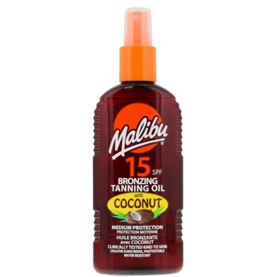 Malibu 200ml SPF 15 Bronzing Tanning Oil With Coconut