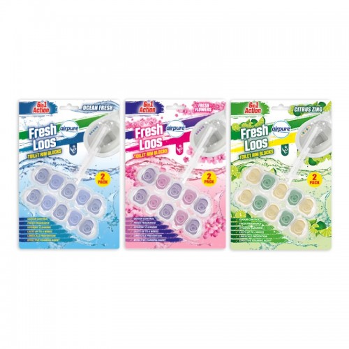**Airpure Fresh Loos Toilet Rim Block 2pk Assorted