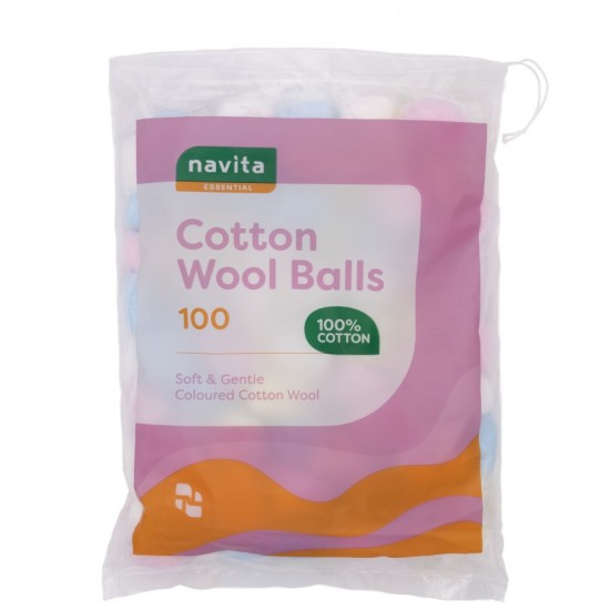 **Navita Essential Cotton Wool Balls 100's Coloured
