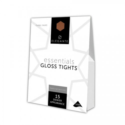 Elegante Essentials Gloss Tights 15 Denier, 3 Pairs, Black M