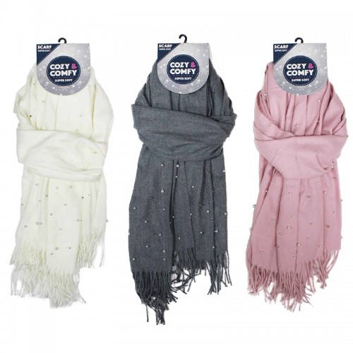 Ladies Cozy Scarf with Pearls Assorted LP53920 (D)